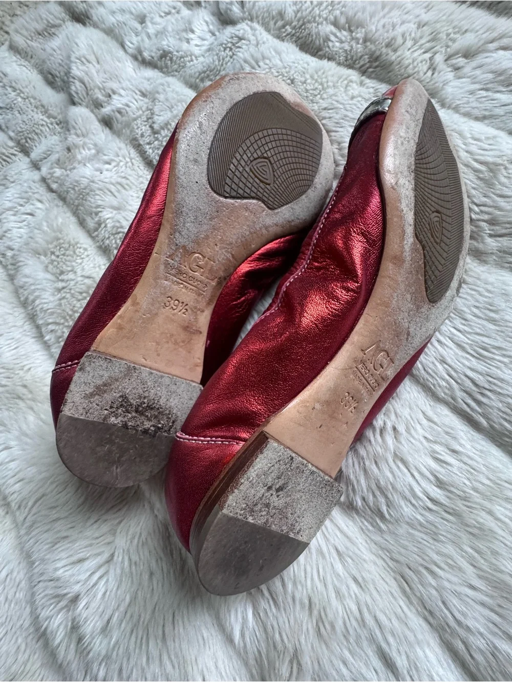 AGL burnt orange and patent leather Women’s Ballet Flats